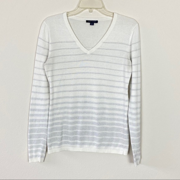 Tommy Hilfiger Metallic V Neck Sweater Pullover Size S - Picture 1 of 7